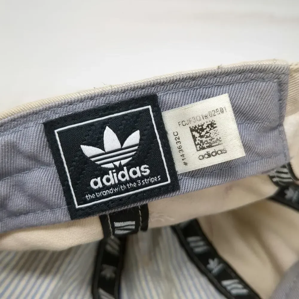 Adidas Baseball Cap Beige One Size Trefoil Embroidered Logo Slideback Hat